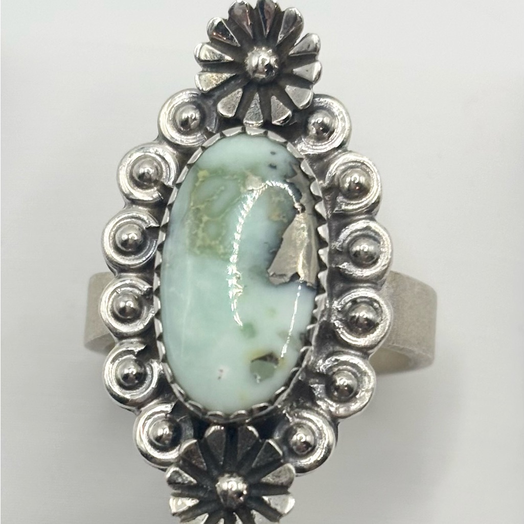 Size 7sterling Silver Navajo Ring Sonoran Green Turquoise